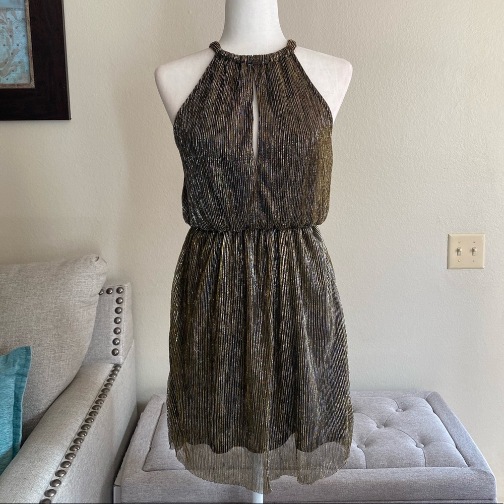 H&M Divided Gold And Silver Metallic Shimmer Sleeveless Women’s Dress✨